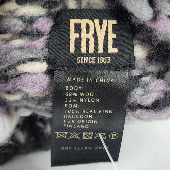 FRYE Chunky Degrade Faux‎ Fur Beanie In Violet Black OSFM NWT $79 - Picture 7 of 7